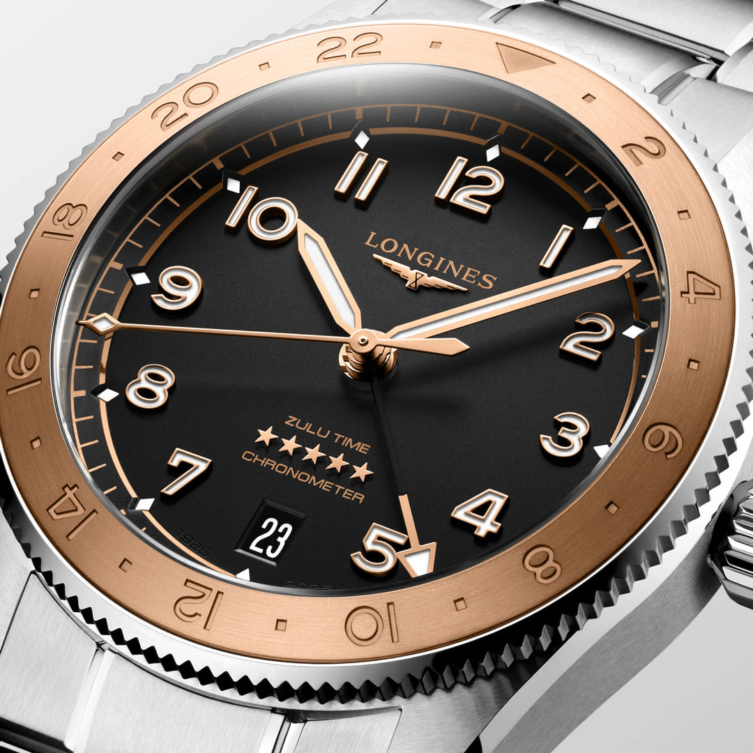 Longines Uhr Spirit Zulu Time 1925 39 mm Automatik Schwarzgold Stahl L3.803.5.53.6