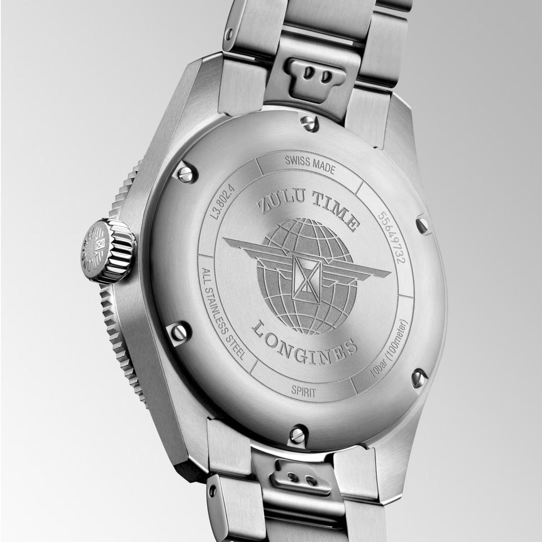 Longines Uhr Spirit Zulu Time 39 mm schwarzer Automatikstahl L3.802.4.50.6