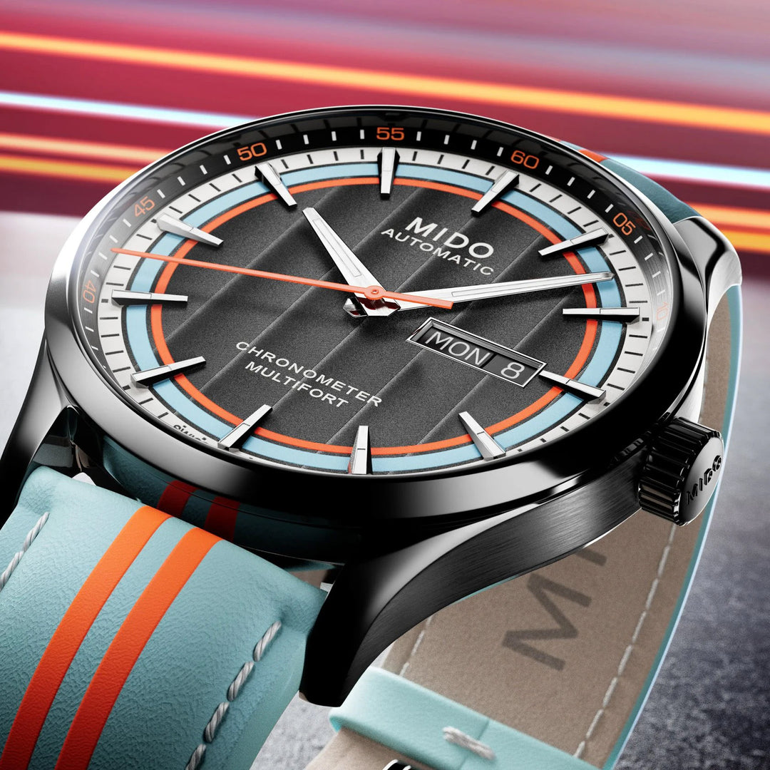 Montre Mido Multifort Chronometer 1 Racer 42mm noir automatique acier finition PVD noir M038.431.36.051.00