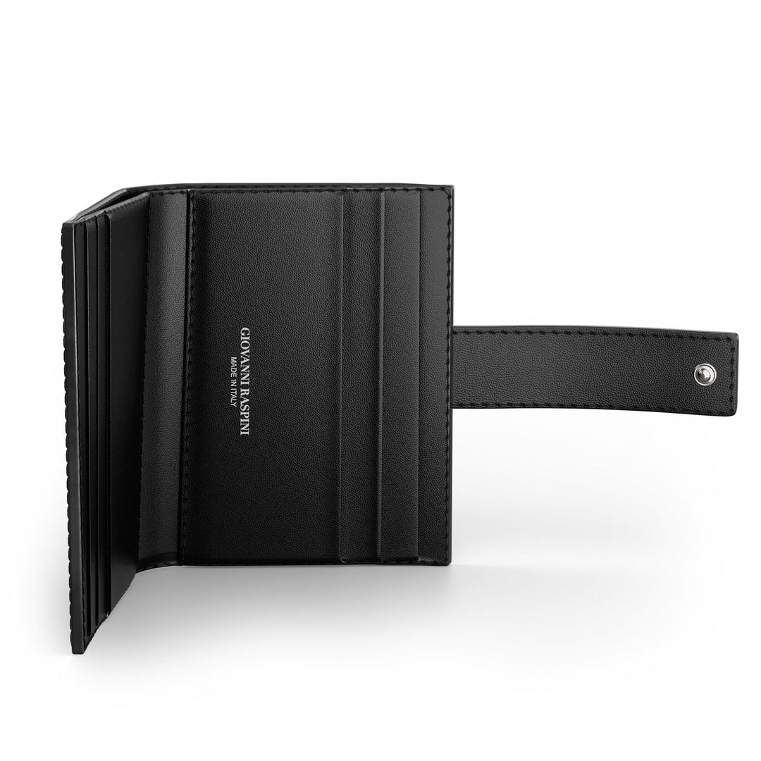 Portefeuille porte-cartes en cuir croco noir Giovanni Raspini argent 925 L0025
