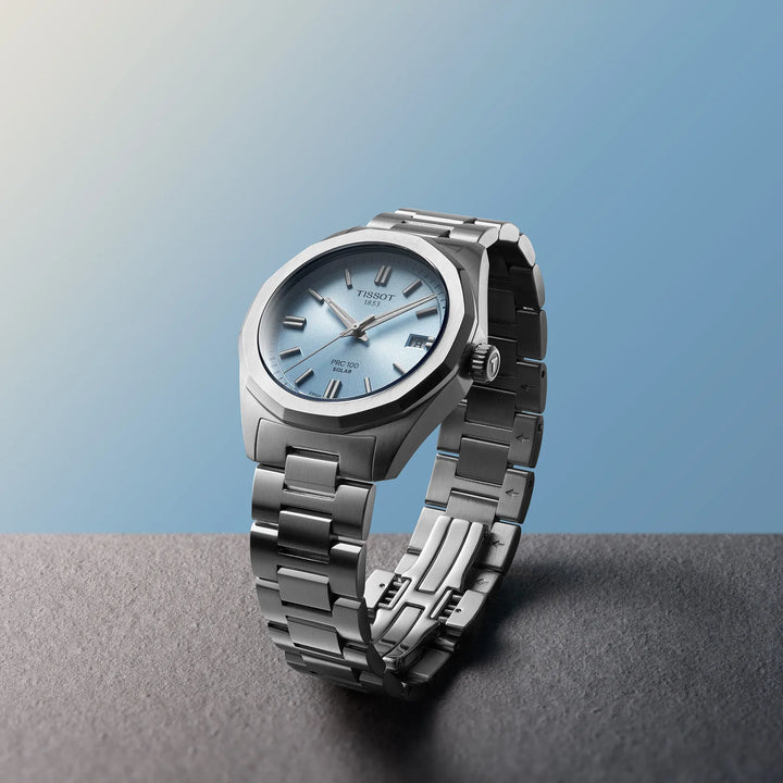 Tissot PRC 100 Solar 39mm acier quartz bleu clair T151.822.11.351.00