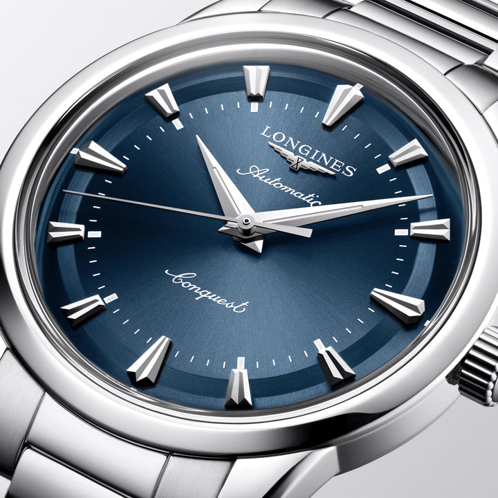 Montre automatique Longines Heritage 40 mm en acier bleu L1.650.4.92.6