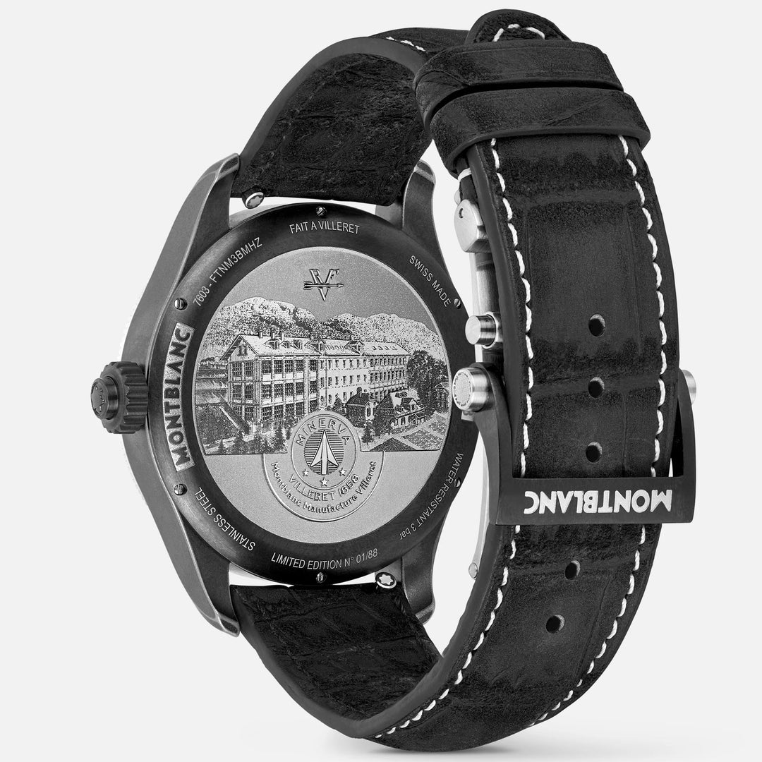 Montre Montblanc 1858 The Unveiled Secret Minerva Monopoussoir Chronographe Édition Limitée - 88 pièces 43 mm acier manuel squelette 131155