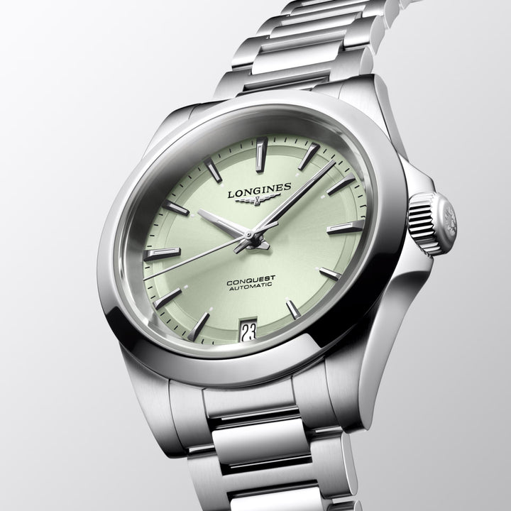 Longines Conquest 34 mm grüne automatische Stahluhr L3.430.4.02.6