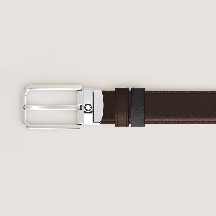 Montblanc Wendegürtel, 30 mm, Schwarz/Ebenholz, rechteckige Schnalle aus Sartorial-Leder 223413