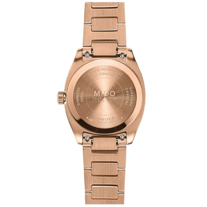 Mido-Uhr Multifort TV 28 mm Elfenbein Quarzstahl PVD Roségold M049.110.33.263.00