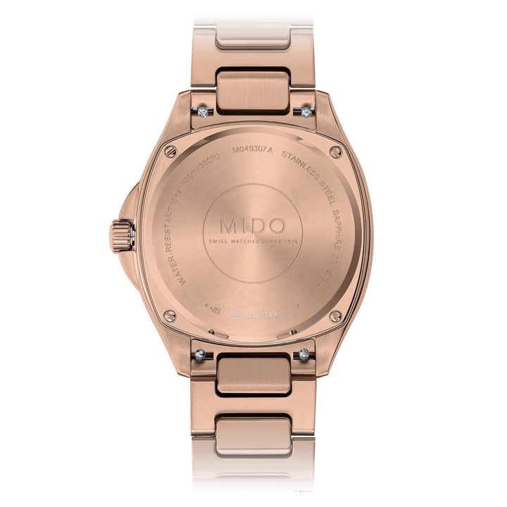 MIDO MULTIOFT TV 35 mm Brown TV diamants diamants en acier PVD Gold Rosa M049.307.33.296.00