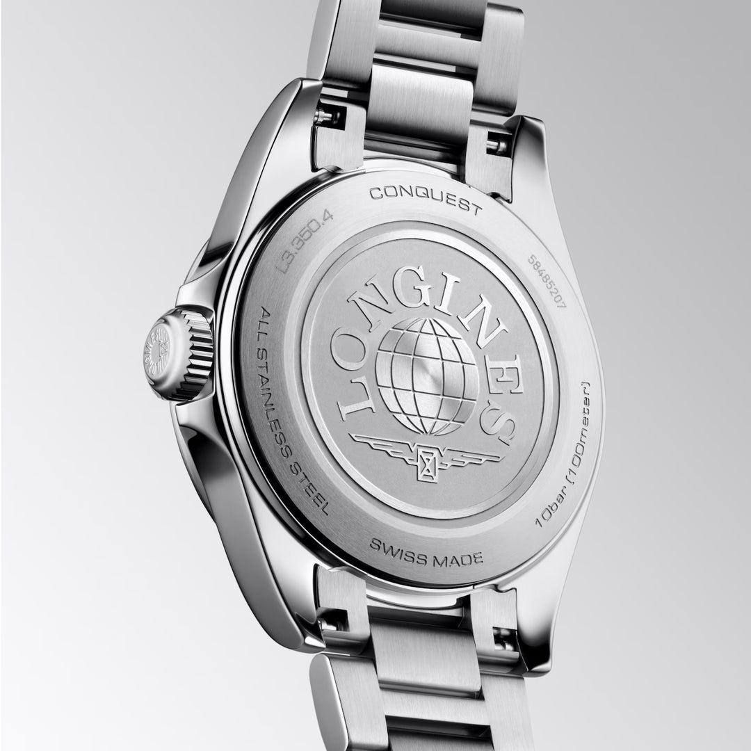 Longines Conquest Uhr 30 mm Perlmutt Diamanten Quarzstahl L3.350.4.87.6