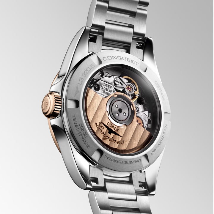 Longines Conquest Uhr 30 mm Automatik Silber Roségold Stahl L3.320.5.72.6