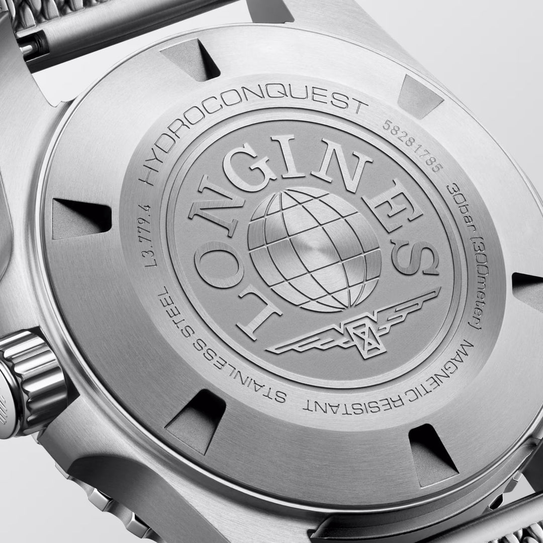 Longines Hydroconquest 39 mm schwarze Automatikuhr aus Stahl L3.779.4.90.6