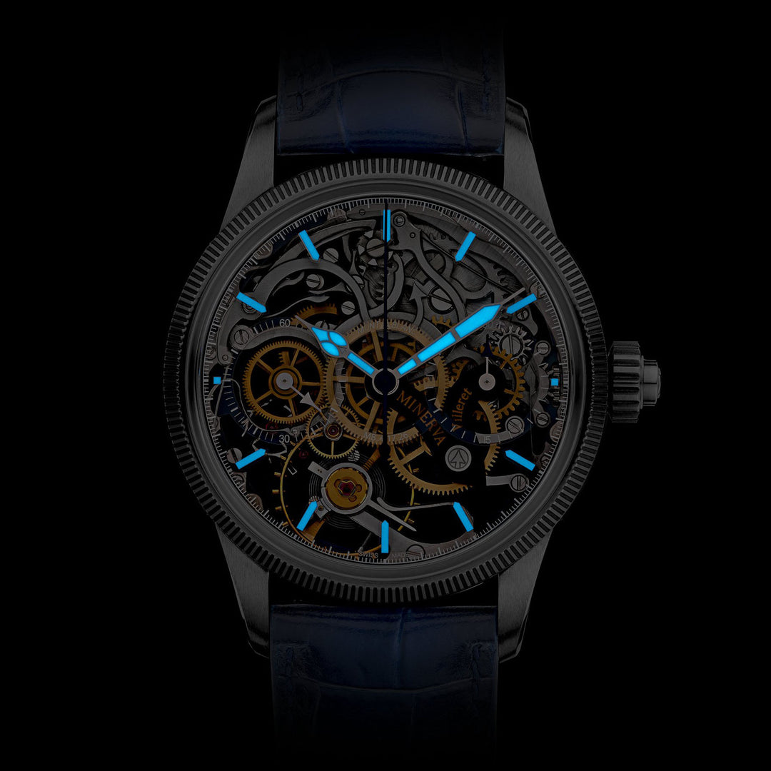 Montre Montblanc 1858 The Unveiled Minerva Chronograph Limited Edition - 100 pièces 43 mm manuel squelettique en acier 133296