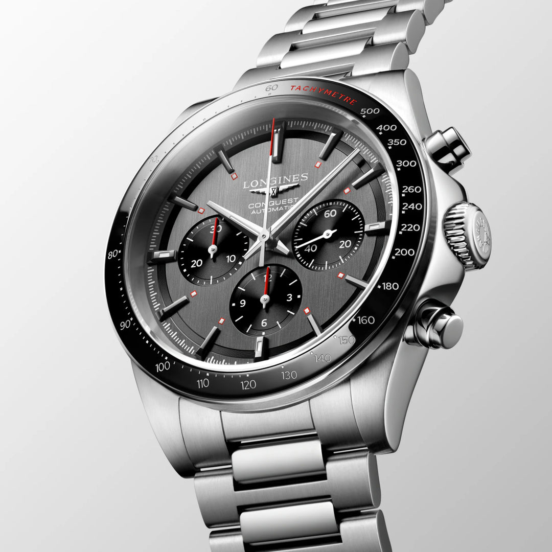 Longines orologio Conquest Chrono Ski Edition 42mm grigio automatico acciaio L3.836.4.52.9