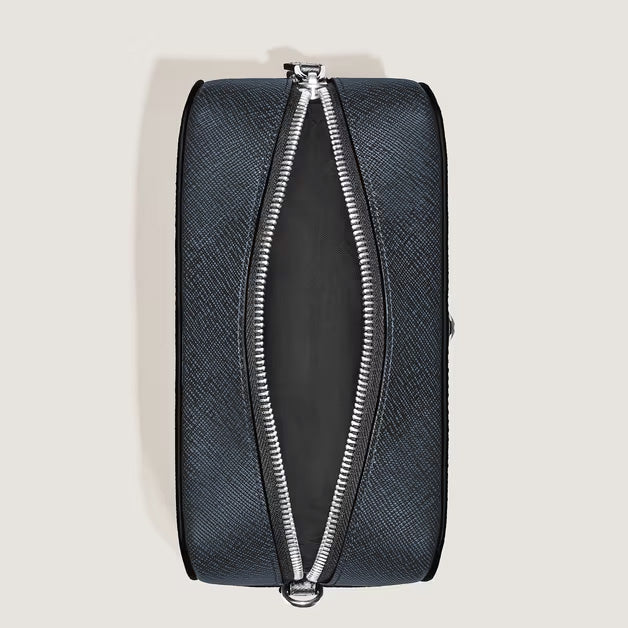 Petite trousse de toilette Montblanc Sartorial cuir tweed bleu 221696