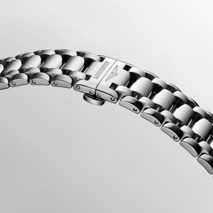 Montre Longines Primaluna Moonphase 34mm nacre diamants automatique acier L8.126.4.87.6