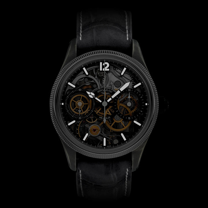 Montre Montblanc 1858 The Unveiled Secret Minerva Monopoussoir Chronographe Édition Limitée - 88 pièces 43 mm acier manuel squelette 131155