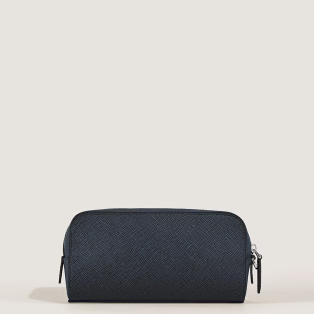 Petite trousse de toilette Montblanc Sartorial cuir tweed bleu 221696