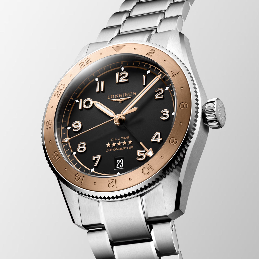 Longines Uhr Spirit Zulu Time 1925 39 mm Automatik Schwarzgold Stahl L3.803.5.53.6