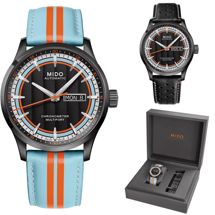 Montre Mido Multifort Chronometer 1 Racer 42mm noir automatique acier finition PVD noir M038.431.36.051.00
