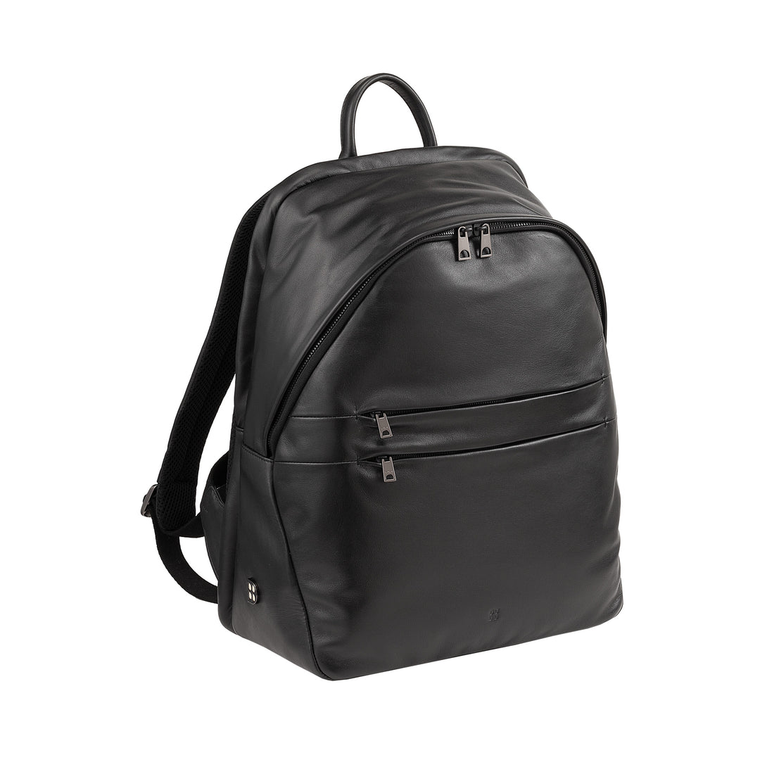 DUDU Zaino in Pelle Uomo Donna Porta PC fino a 15,6” MacBook 16 Pollici, Zaino da Viaggio 20 Litri, Zaino Ufficio Lavoro dal Design Essenziale Elegante