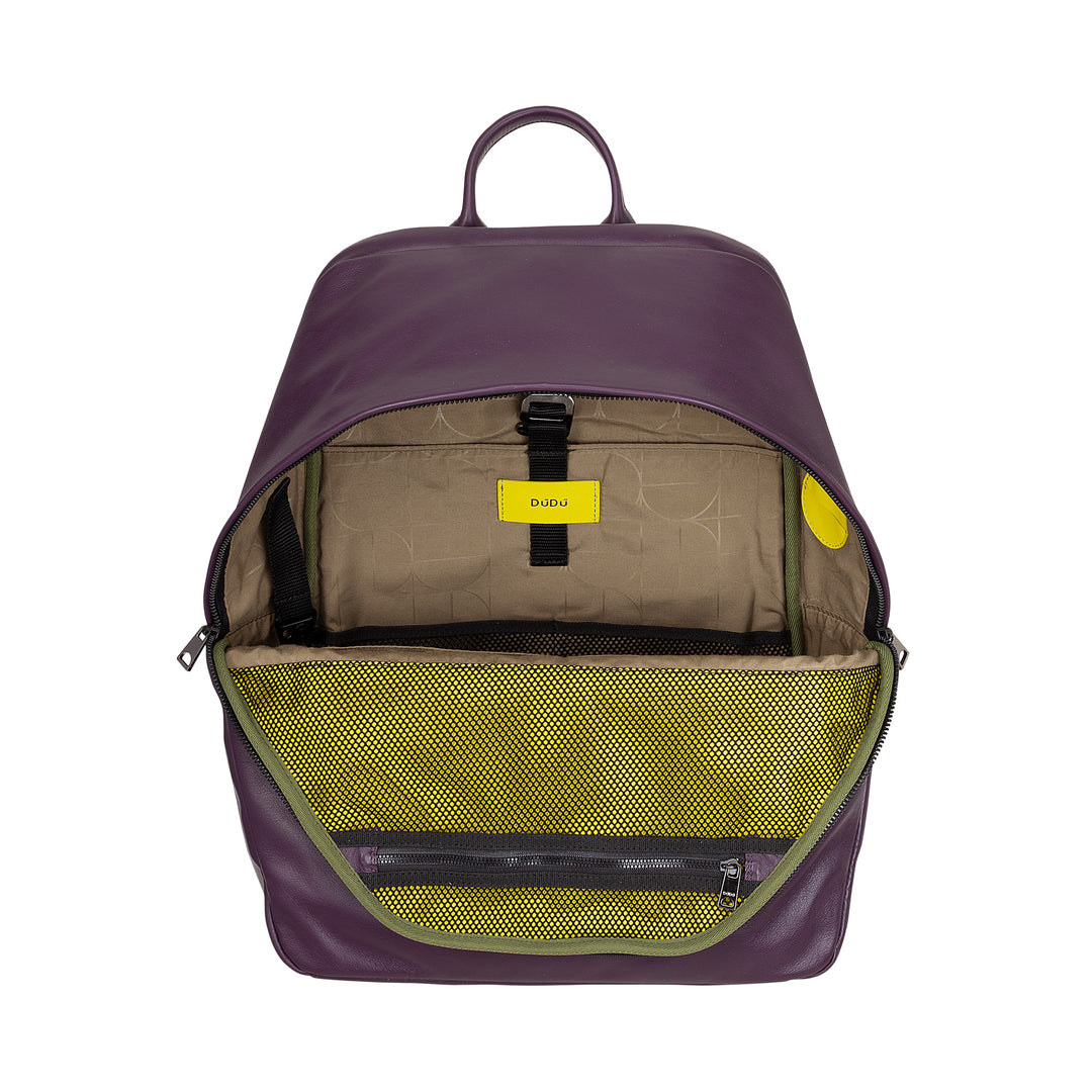 DUDU Sac à dos en cuir pour hommes et femmes, support PC jusqu&