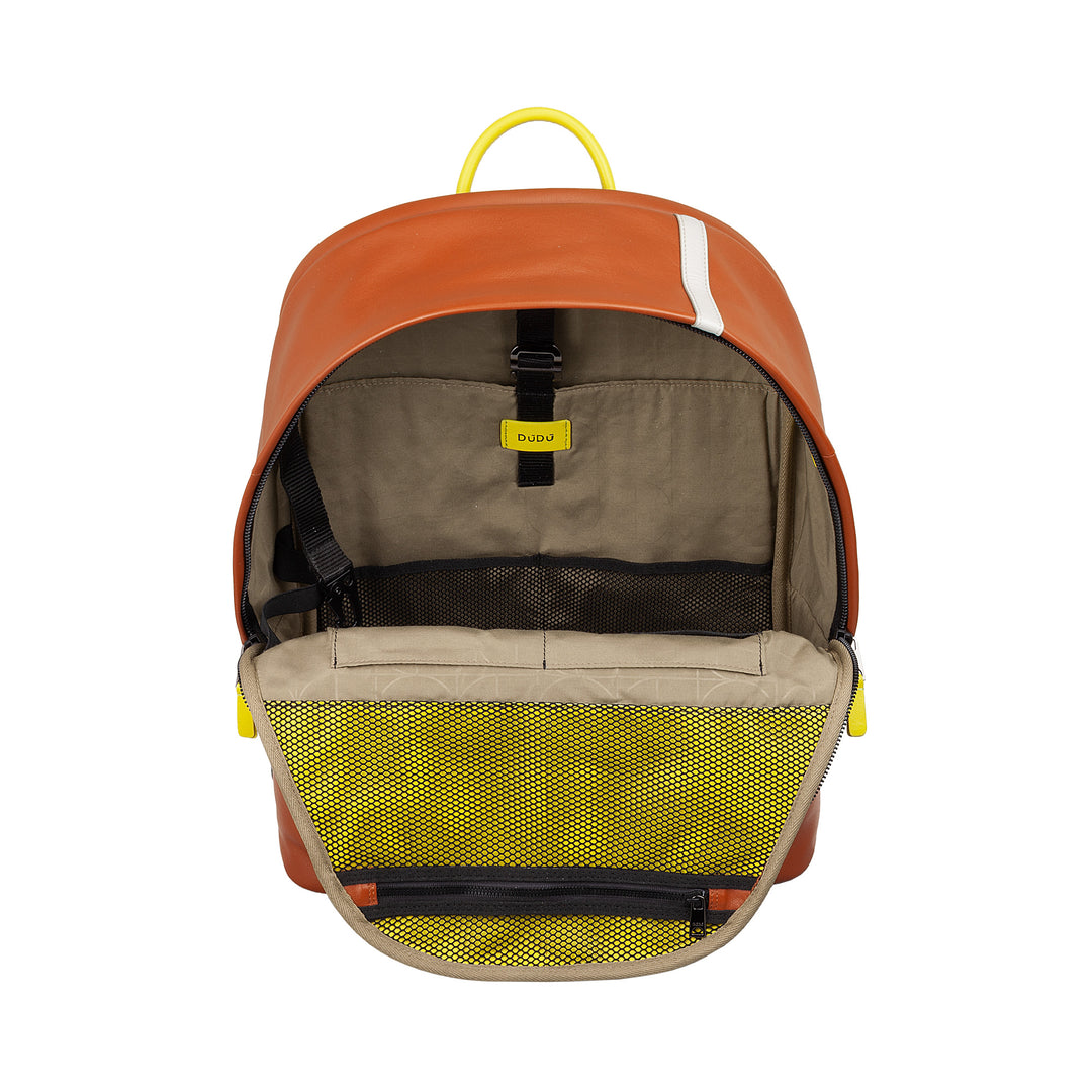 DUDU Sac à dos en cuir pour homme et femme – Design inspiré du tennis, sac à dos pour PC ou MacBook, dos respirant et bretelles rembourrées