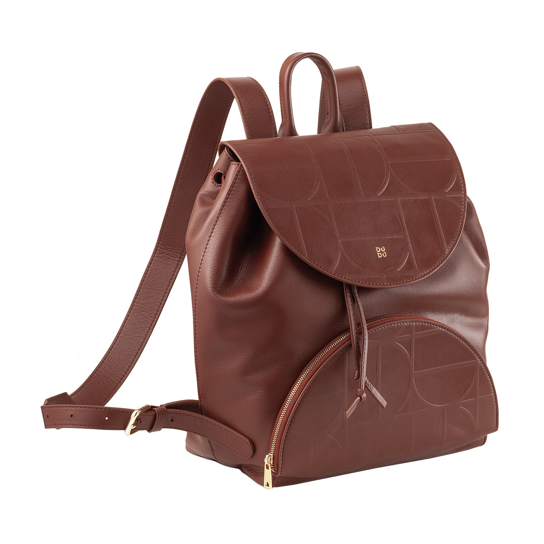 Dudu Woman Backpack in Soft Leather With Coulisse - Elegant, spacious and adjustable backpack for daily use