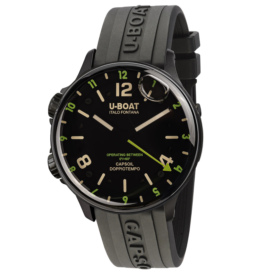 U-BOAT orologio Capsoil Doppiotempo DLC Green Rehaut 45 mm nero acciaio 8840/A