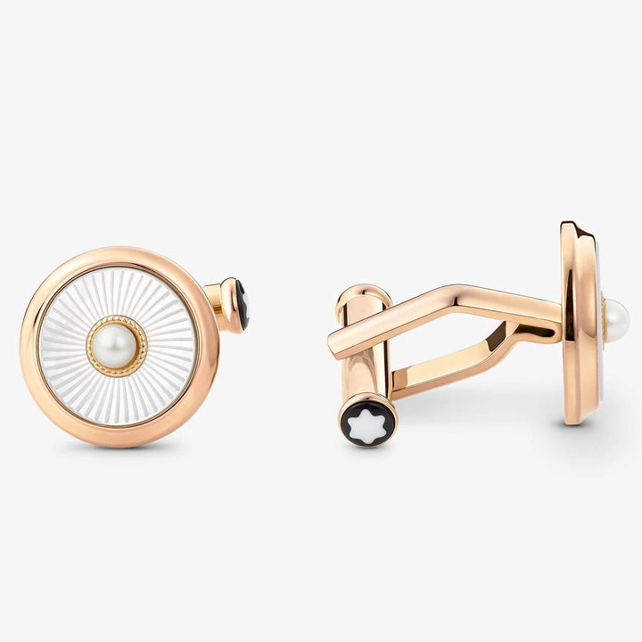 Montblanc cufflinks Homage to Victoria and Albert steel gold finish mother of pearl 129495