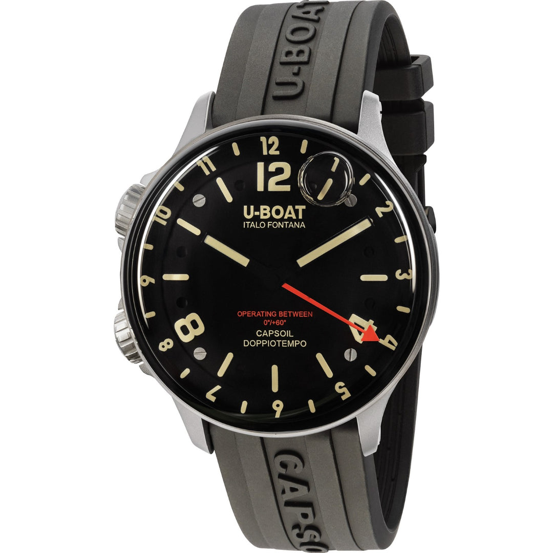 U-Boat Capsail watch dubbing ss 45mm black quartz steel 8769/a