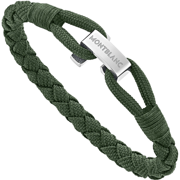 Montblanc bracciale Wrap Me acciaio e nylon verde misura L 12838468
