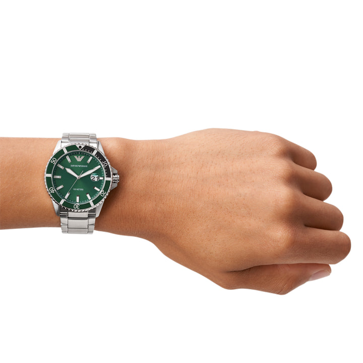 Emporio Armani orologio uomo Diver verde 42mm quarzo acciaio AR11338