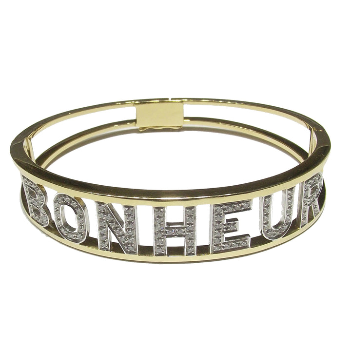 Side bracelet Bonheur rigid 18kt yellow and white gold diamonds 0065BR