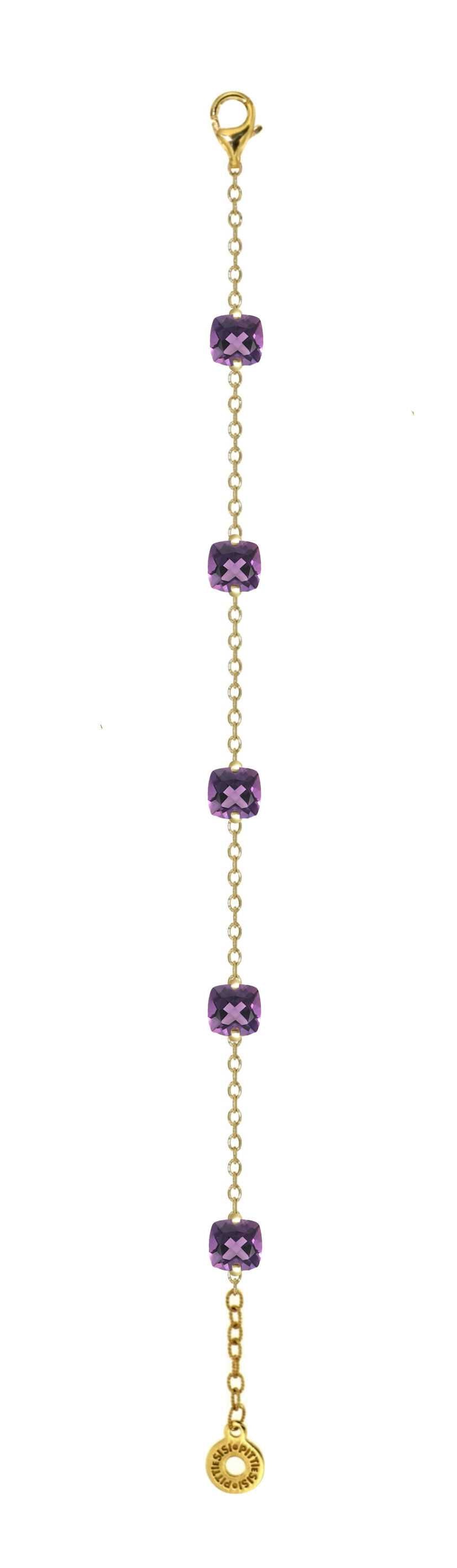Pitti and Sisi Rainbow Bracelet 925 Silver Finish PVD Yellow Gold Purple Quartz BR 9590G/086