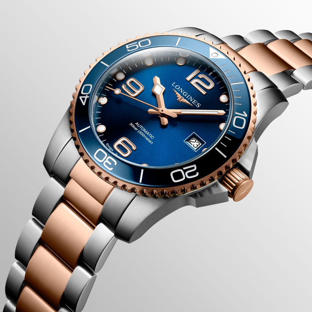 Longines orologio HydroConquest 41mm blu automatico acciaio finiture PVD oro rosa L3.781.3.98.7