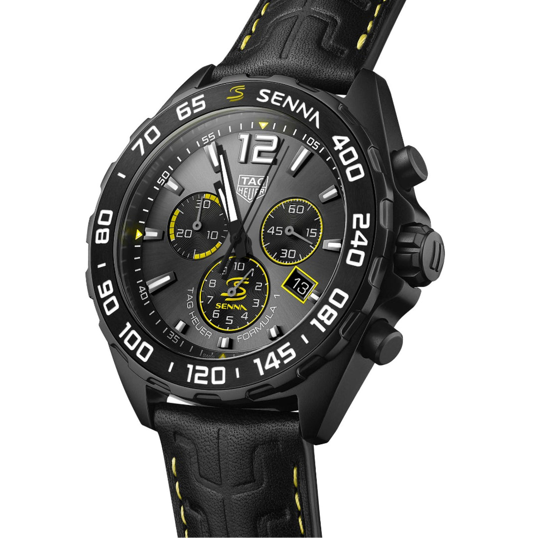 TAG Heuer orologio Formula 1 x Senna 43mm grigio quarzo acciaio finitura PVD nero CAZ101AJ.FC6487
