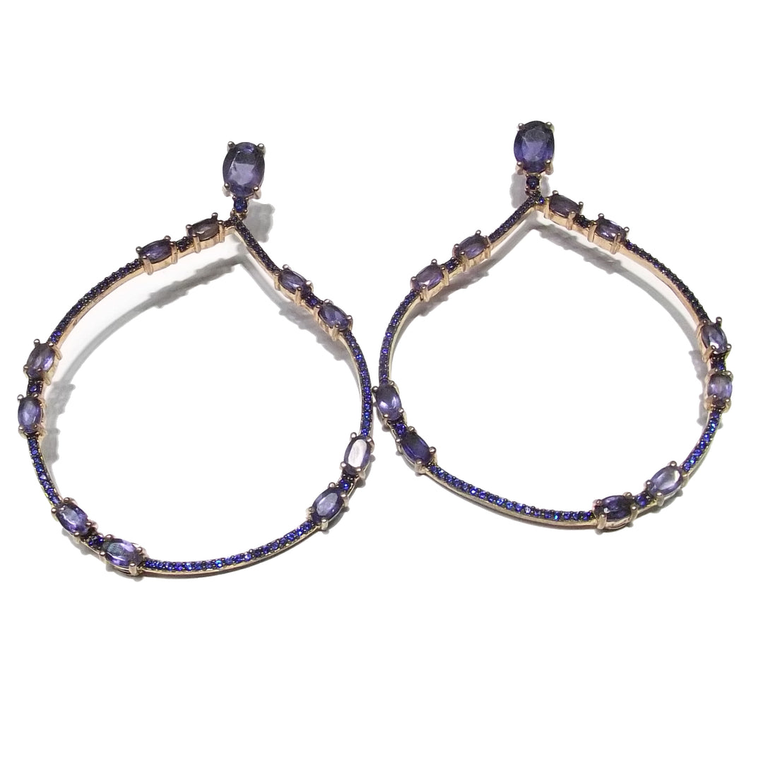 Crisor orecchini pendenti argento 925 PVD oro rosa ametista zirconi blu OR 3884RIOZ