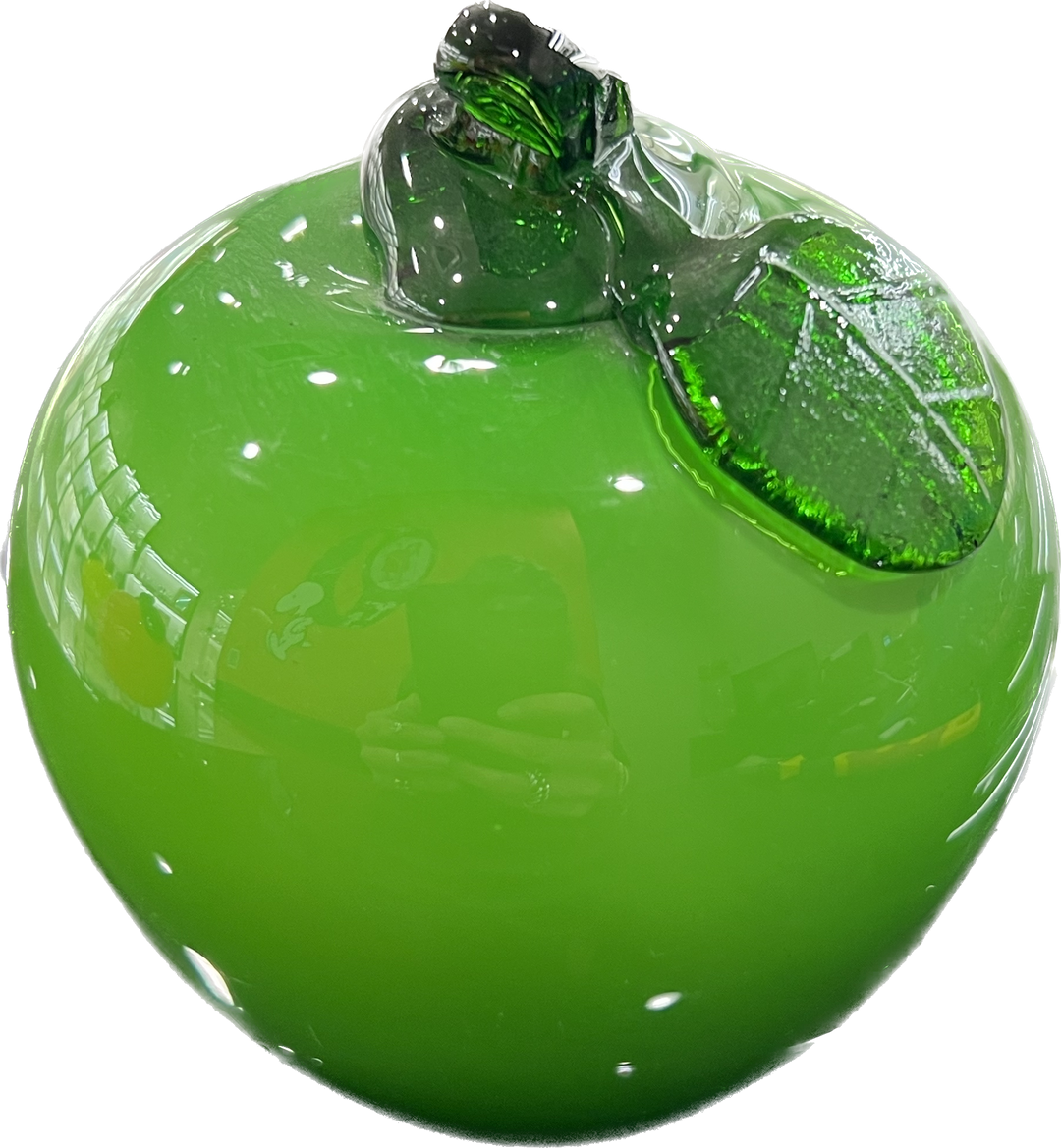 Verre soufflé de style murano vert pomme d'amortisseur APPLE-V-01