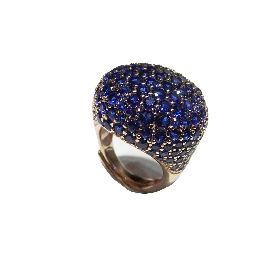 Capodagli anello Morositas argento 925 finitura PVD oro giallo quarzi zaffiro blu CPD-ANE-ARG-0001-BL