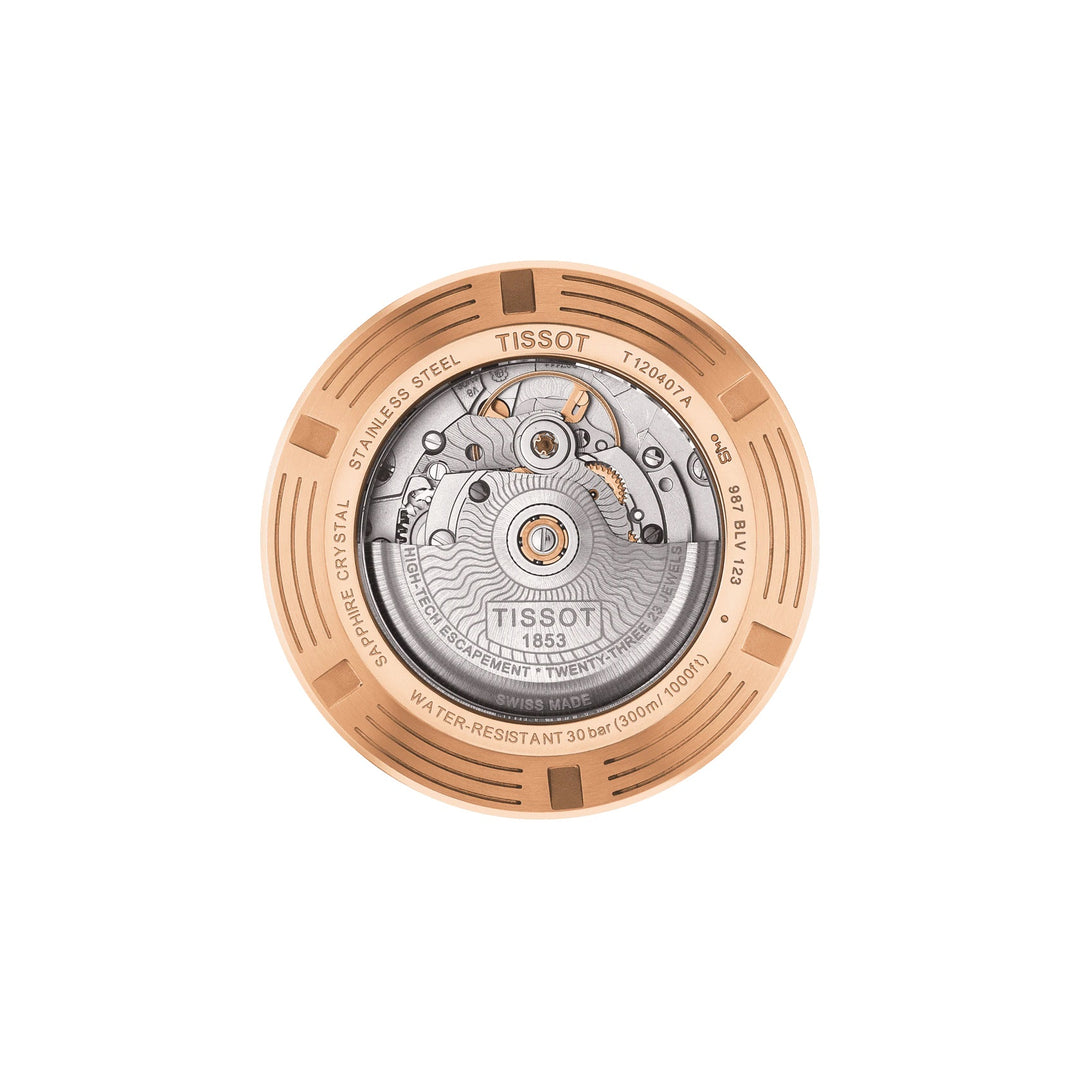Tissot orologio Seastar 1000 Powermatic 80 43mm nero automatico acciaio finitura PVD oro rosa T120.407.37.051.01 - Capodagli 1937
