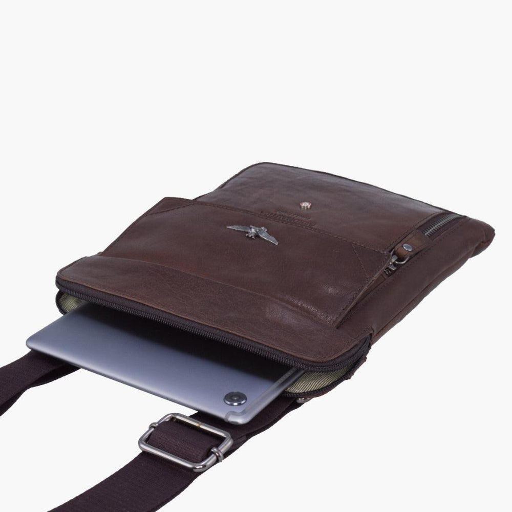 Aeronautica Militare Vintage leather tablet holder shoulder strap AM302-MO - Capodagli 1937