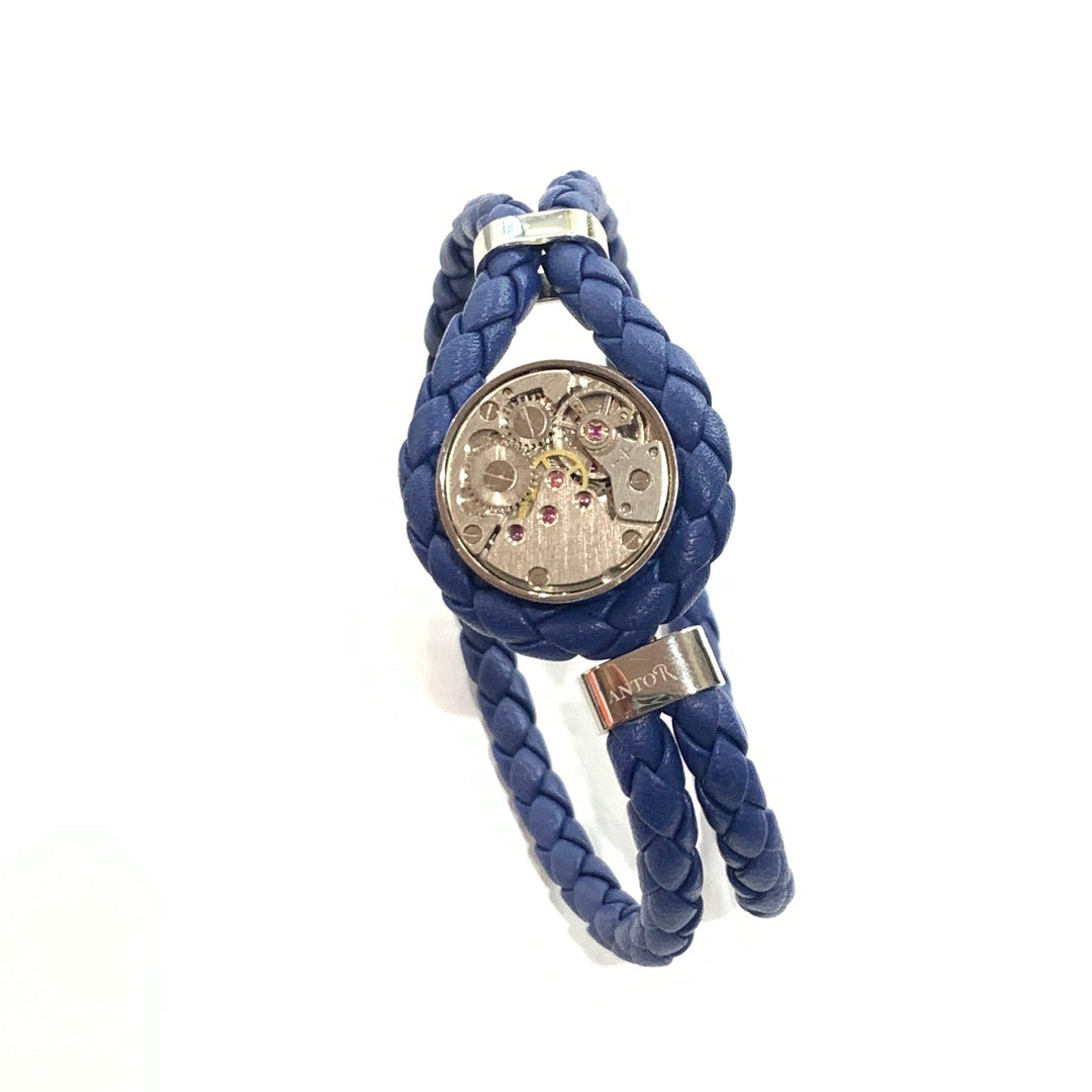 Antorà bracciale Ingranaggi 19cm pelle blu acciaio 59024 - Capodagli 1937