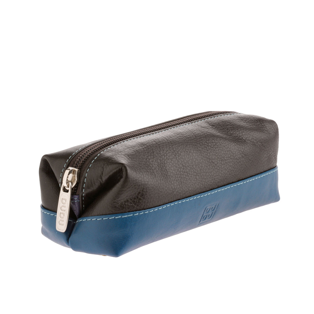 DUDU Pencil Holder and Pencil Case in Genuine Leather Color Holder with Zipper for Office and School