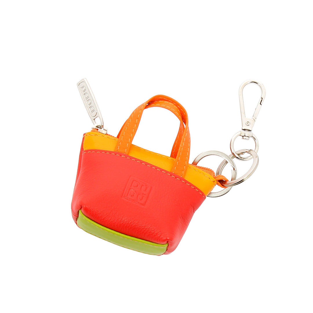 DuDu Türhandtaschen -Türhalter in farbenfrohen Leder mit Reißverschlusszeihzahn und Carabiner