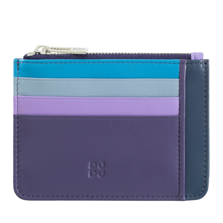 DUDU Bustina porta carte di credito in vera pelle colorata portafogli con zip