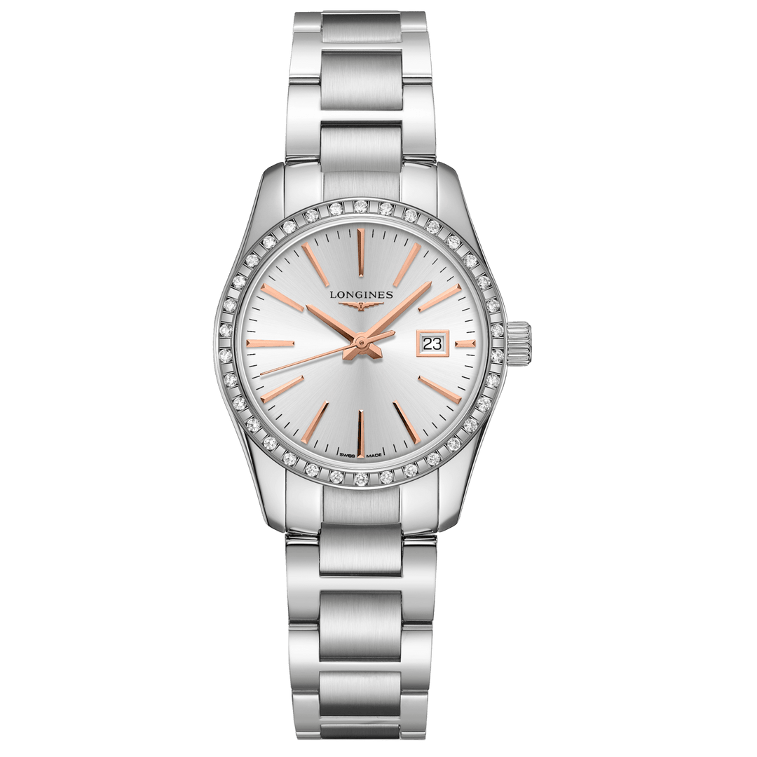 Longines orologio Conquest Classic 29,5mm argento diamanti quarzo acciaio L2.286.0.72.6 - Capodagli 1937