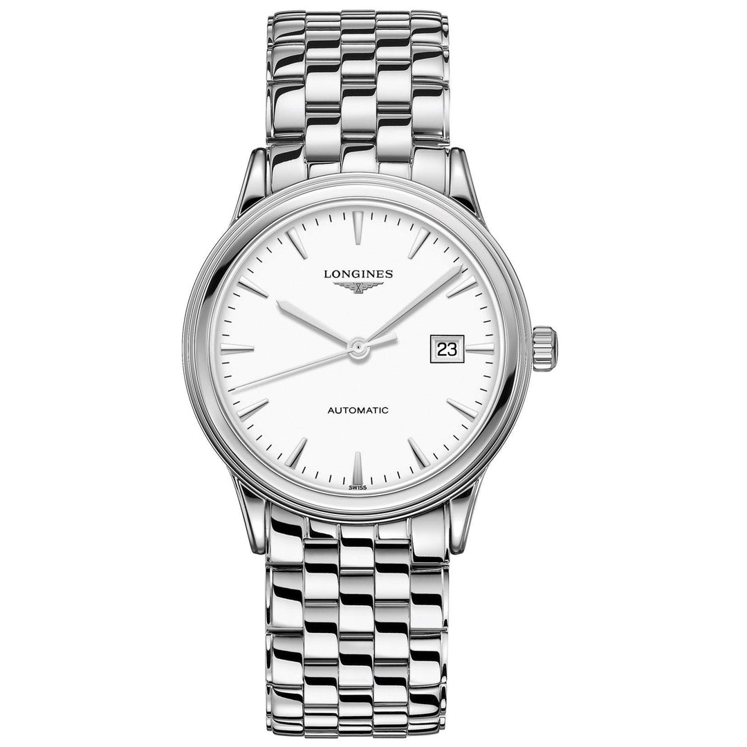 Longines orologio Flagship 40mm bianco acciaio uomo automatico L4.984.4.12.6 - Gioielleria Capodagli