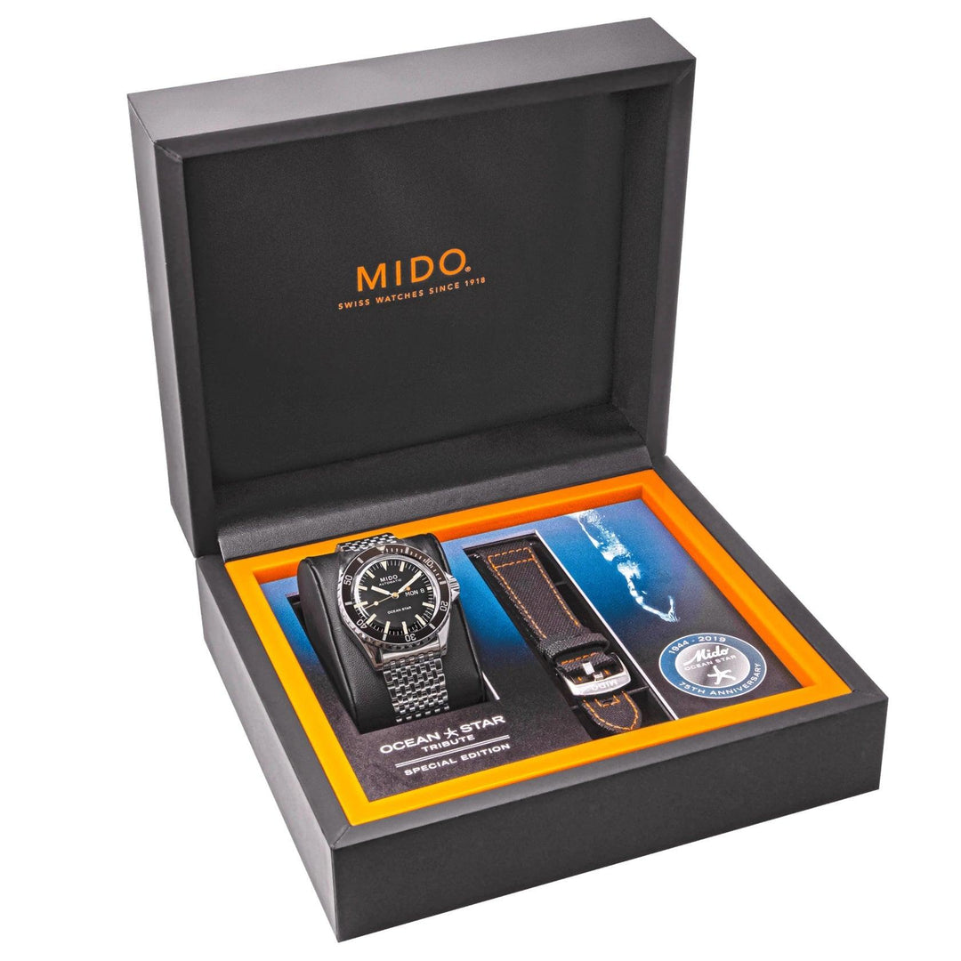 Mido orologio Ocean Star Tribute nero 41mm automatico special edition 75th anniversary doppio cinturino M026.830.11.051.00 - Capodagli 1937