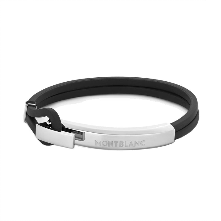 Montblanc bracciale in caucciù nero e acciaio Wrap Me 126135 - Capodagli 1937