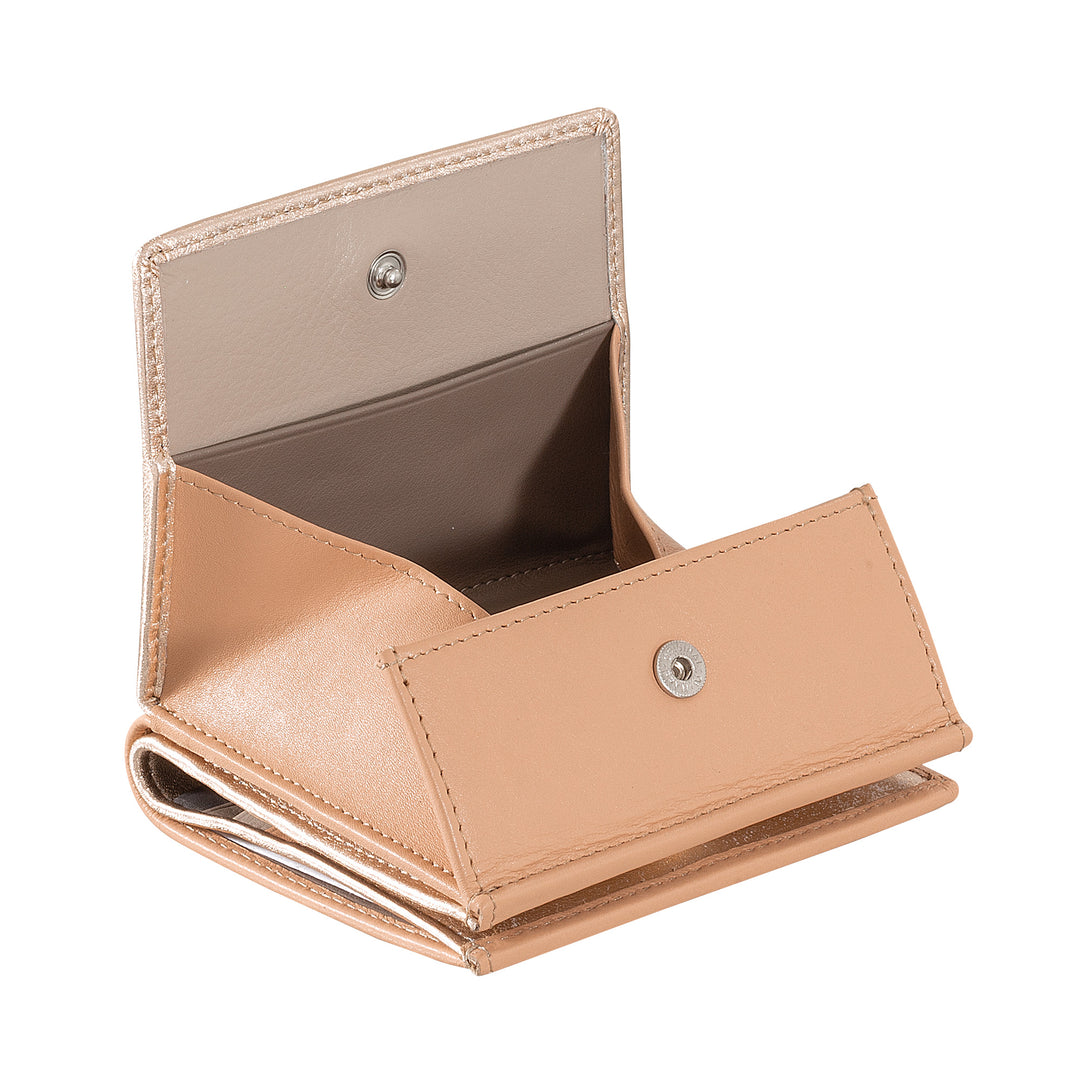 DUDU Women's Wallet Small Metallic Leather RFID Coin Wallet Credit Cards and Banknotes