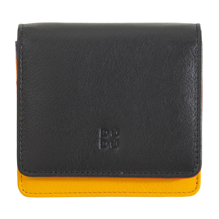 DuDu Portefeuille pour femme en cuir RFID coloré ultra-compact avec fermeture à glissière intérieure et porte-cartes à 8 cartes